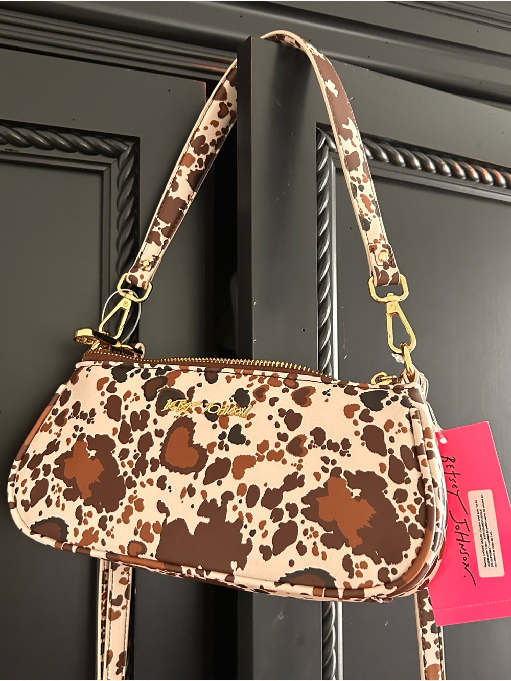 Betsey Johnson Shoulder Bag Crossbody Animal Print brown